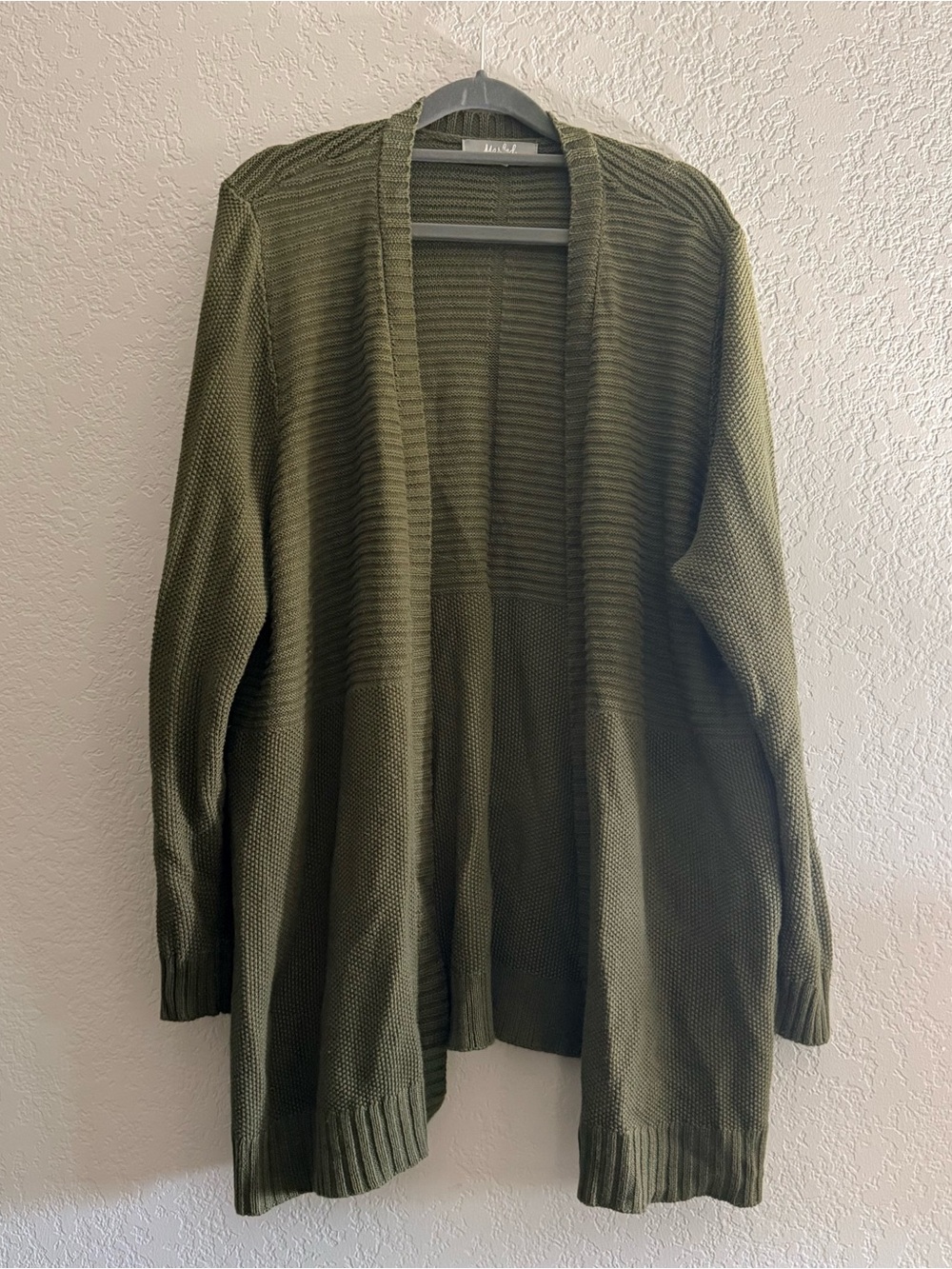 Open front olive cardigan